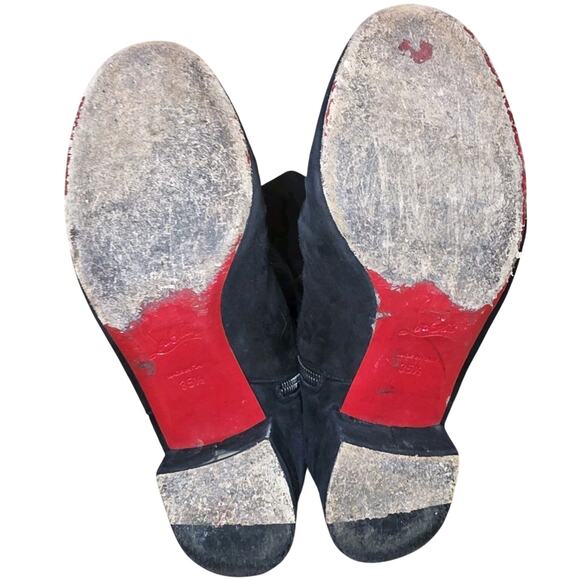 Christian Louboutin Liliboot 30 Black Suede Zipper Zip Knee High Heel Boot 35.5 - Picture 4 of 8